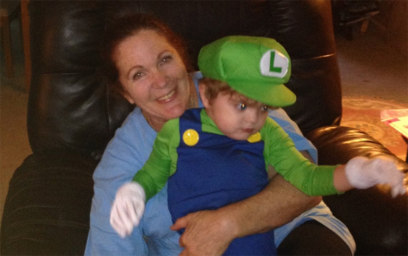 I just realized most of the pictures of my mom in this article are from a horrible angle. Here she has a face, and one of my children.